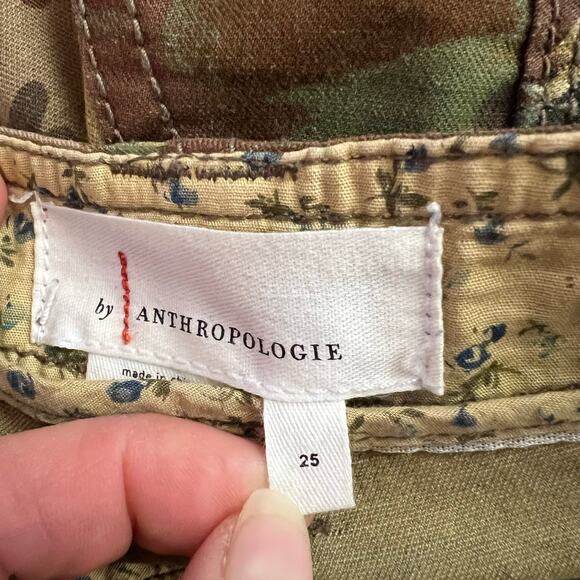 Anthropologie Pants Womens 25 Camo Linen Blend Cargo Pocket Green - Picture 6 of 12